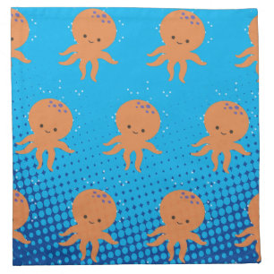 Cute Cartoon Octopus Blue Ocean Cloth Napkin