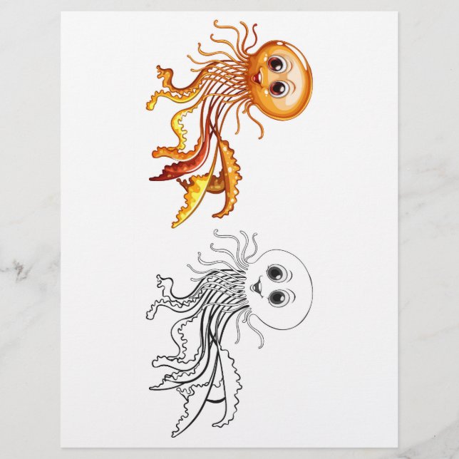 Cute cartoon octopus coloring page (Front)