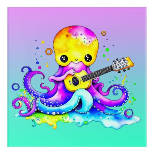 Cute Cartoon Octopus Playing the Guitar  Acrylic Print