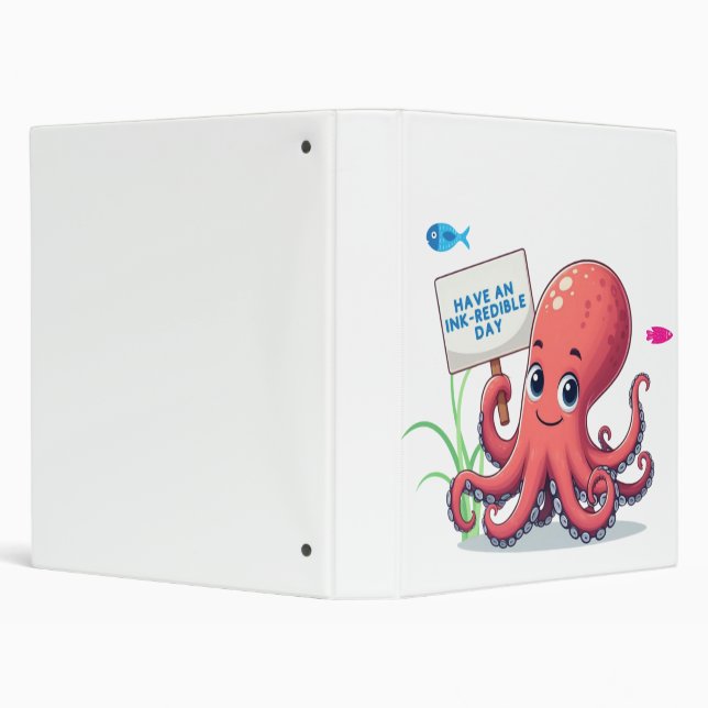 Cute, cartoon octopus with fish 3 ring binder (Background)