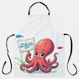 Cute, cartoon octopus with fish apron