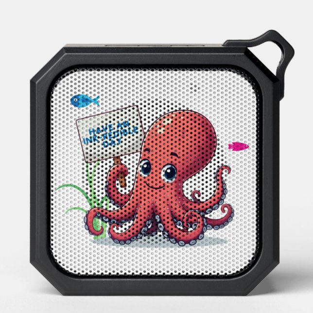 Cute, cartoon octopus with fish bluetooth speaker (Front)