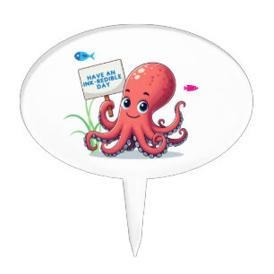 Cute, cartoon octopus with fish cake topper