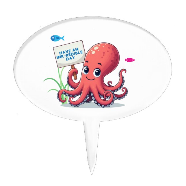 Cute, cartoon octopus with fish cake topper (Front)