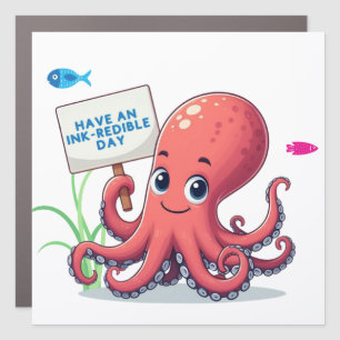 Cute, cartoon octopus with fish car magnet
