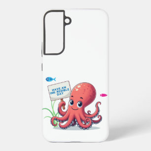 Cute, cartoon octopus with fish samsung galaxy s22+ case