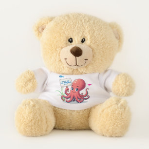 Cute, cartoon octopus with fish teddy bear