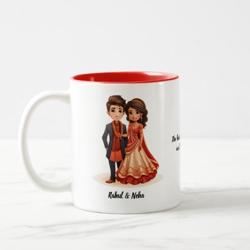 Cute Cartoon of Desi Bride  Groom Indian Wedding  Two_Tone Coffee Mug
