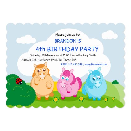 Cute cartoon of little colorful ponies, card