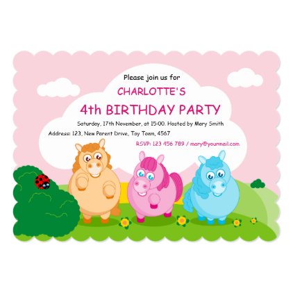 Cute cartoon of little colorful ponies, card