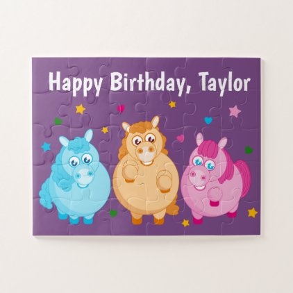 Cute cartoon of little colorful ponies, jigsaw puzzle