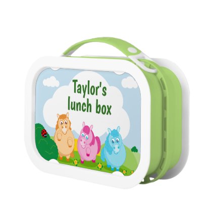 Cute cartoon of little colorful ponies, lunch box