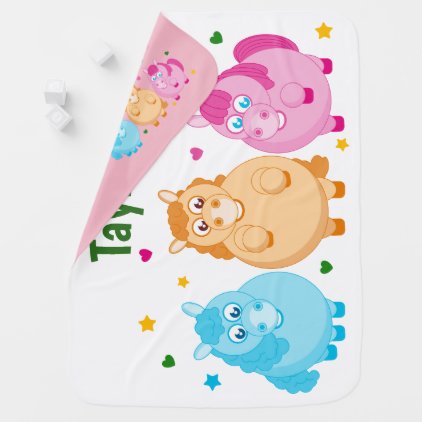 Cute cartoon of little colorful ponies, stroller blanket