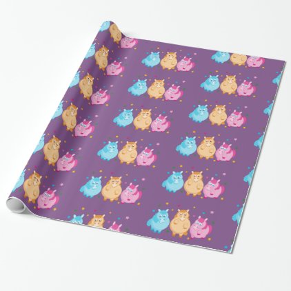 Cute cartoon of little colorful ponies, wrapping paper
