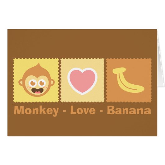 Cute Cartoon of Monkey - Love - Banana (Front Horizontal)