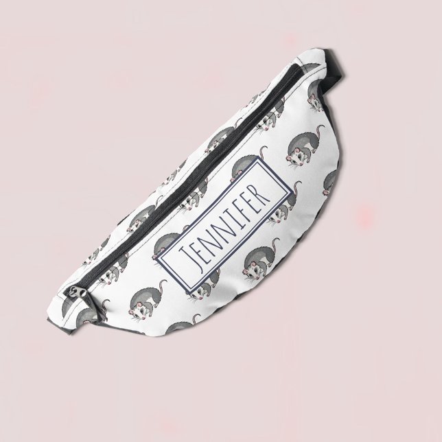 Cute Cartoon Opossum Pattern Name Fanny Pack (Creator Uploaded)