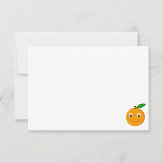 Cute Cartoon Orange Blank Note Card (Front)