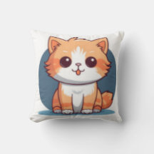 Cute Cartoon Orange Cat Throw Pillow