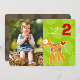 Cute Cartoon Orange Giraffe Photo Kid's Birthday Invitation