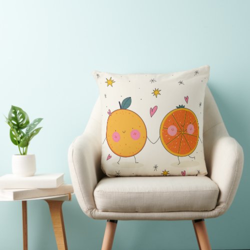 Cute Cartoon Orange Pillow Fruit Themed Throw Pillow