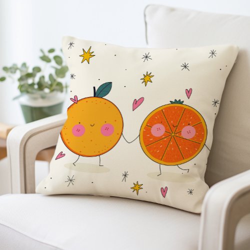 Cute Cartoon Orange Pillow Fruit Themed Throw Pillow