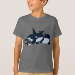 Cute Cartoon Orca Family Kids T-Shirt