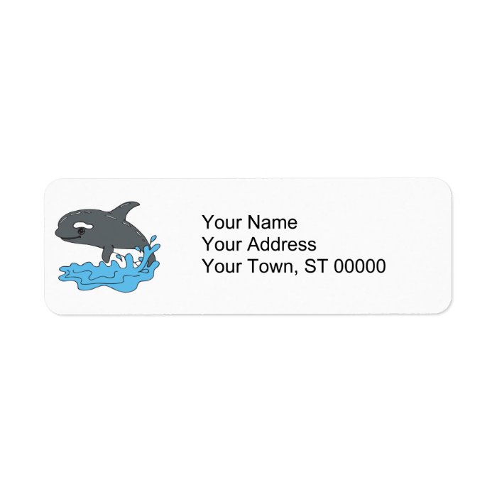 cute cartoon orca killer whale custom return address label
