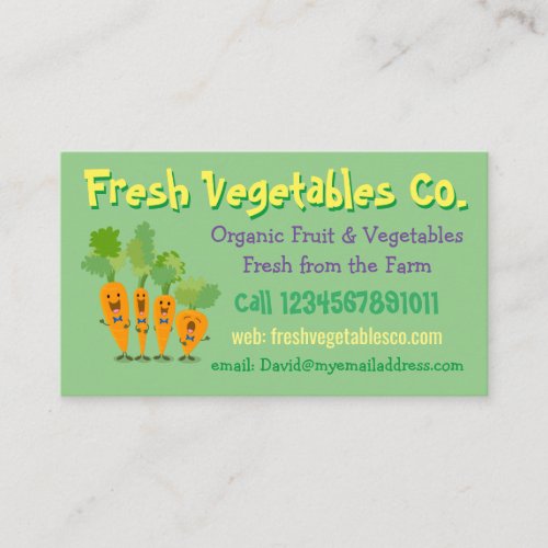Cute cartoon organic vegetable fruit grower business card