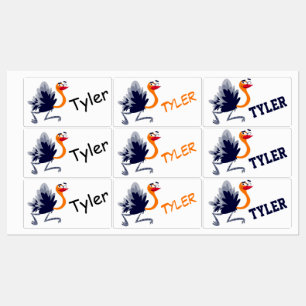 Cute Cartoon Ostrich Labels