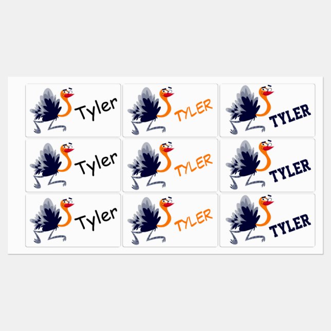 Cute Cartoon Ostrich  Labels (Sheet)