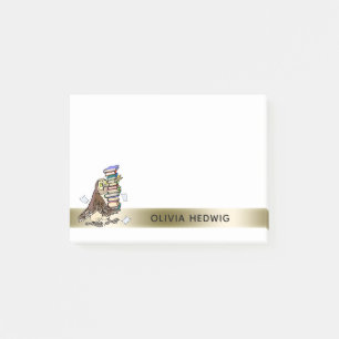 Cute Cartoon Owl Books Teacher Custom Name Post-it Notes