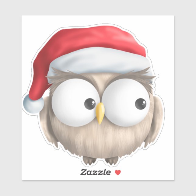 Cute Cartoon Owl Christmas Sticker (Sheet)