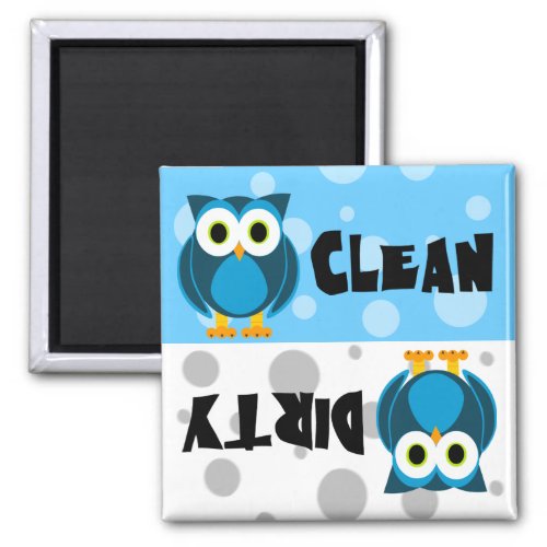 Cute Cartoon Owl Clean  Dirty Dishwasher Magnet