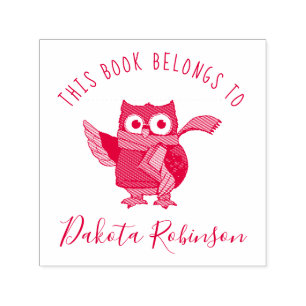 Cute Cartoon Owl Custom Name This Book Belongs To Self-inking Stamp