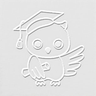Cute Cartoon Owl in a Graduation Hat Embosser