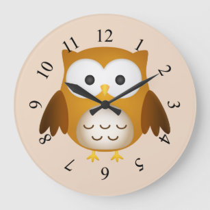Cute Cartoon Owl Large Clock