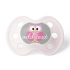 Cute Cartoon Owl - Pink and Gray Script Name