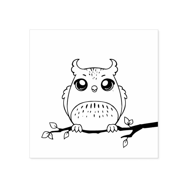Cute Cartoon Owl Rubber Art Stamp For Kids (Imprint)