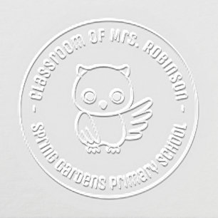 Cute Cartoon Owl School Teacher Name Embosser
