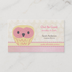 Cute Cartoon Owl Shabby Chic Pink Business Card