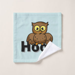 Cute Cartoon Owl Sitting On Hoot Word Art Bath Towel Set