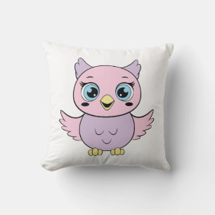 Cute cartoon owl throw pillow