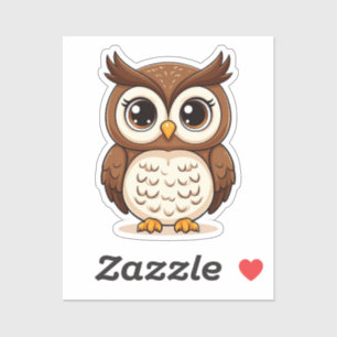 Cute Cartoon Owl With Big Eyes Sticker