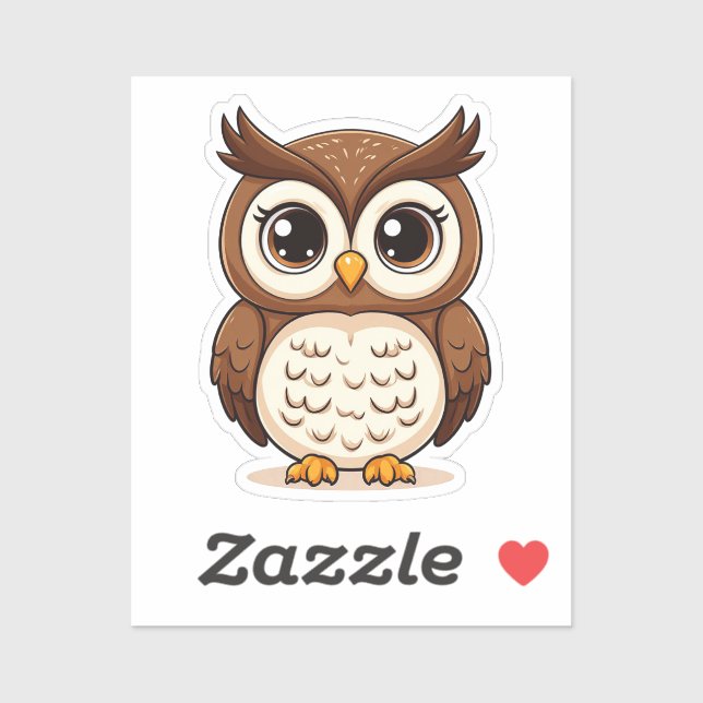 Cute Cartoon Owl With Big Eyes Sticker (Sheet)
