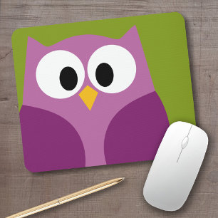 Cute Cartoon Owl with Bright Colors Big Eyes Mouse Pad
