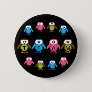 Cute Cartoon Owls Customizable Team Button
