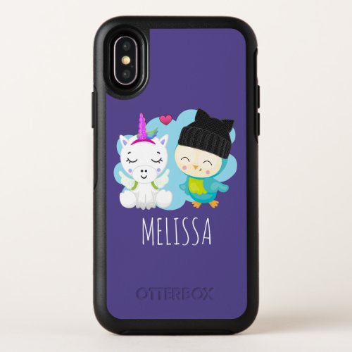 Cute Cartoon Pals _  Happy Unicorn  Bird OtterBox Symmetry iPhone X Case