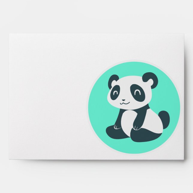 Cute Cartoon Panda Aqua Envelope (Front)