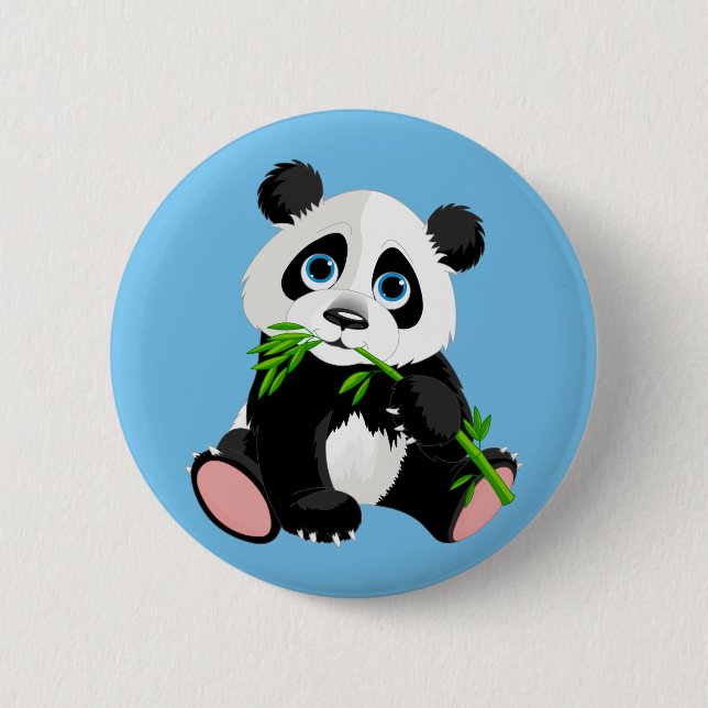 Cute Cartoon Panda Bear Button (Front)