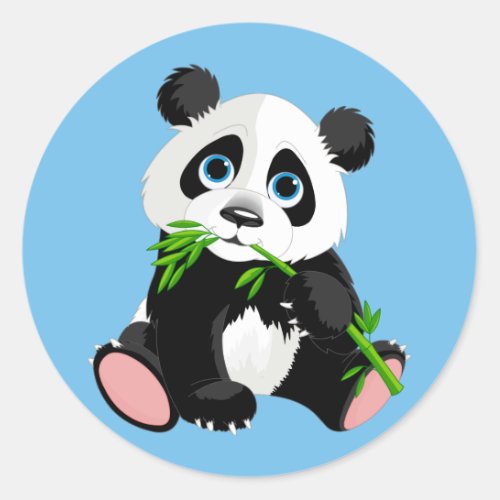 Cute Cartoon Panda Bear Classic Round Sticker